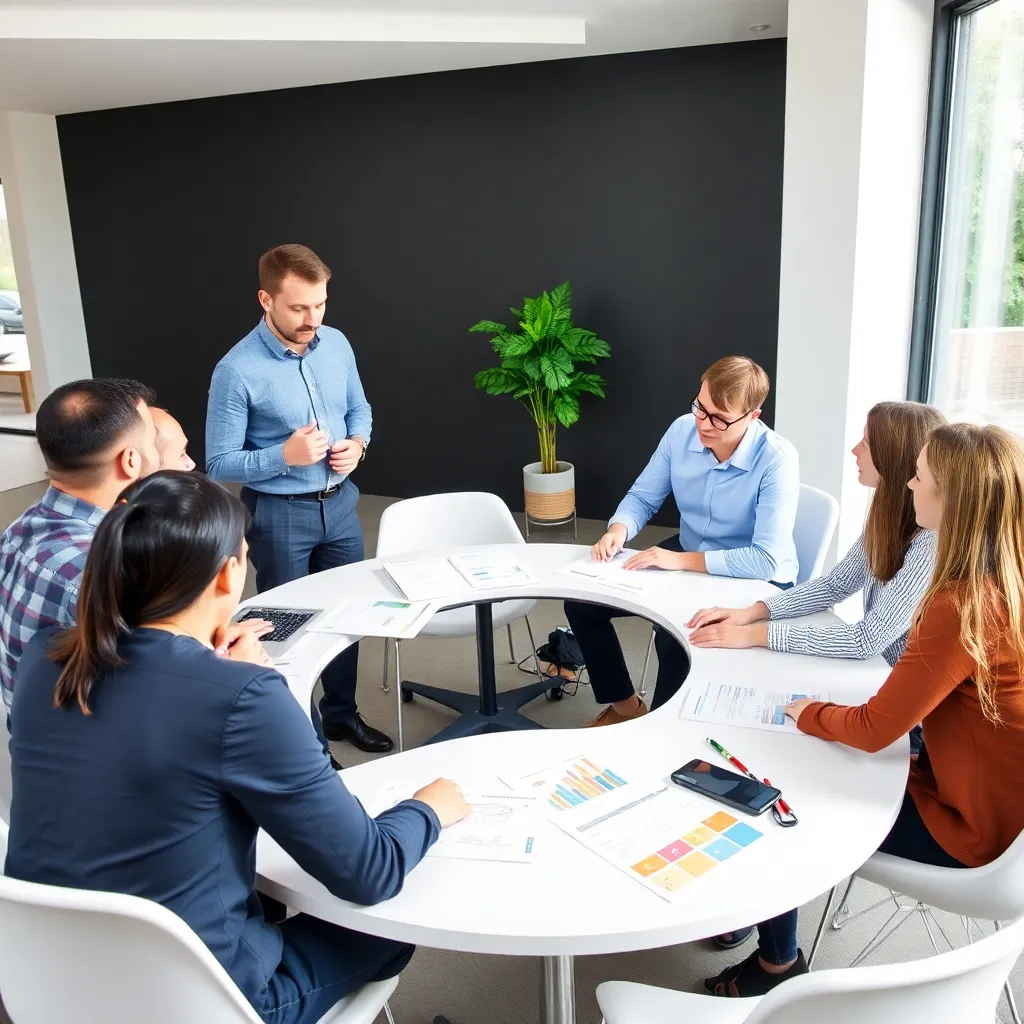 Nederlandse teamleider faciliteert inclusieve brainstormsessie met diverse medewerkers