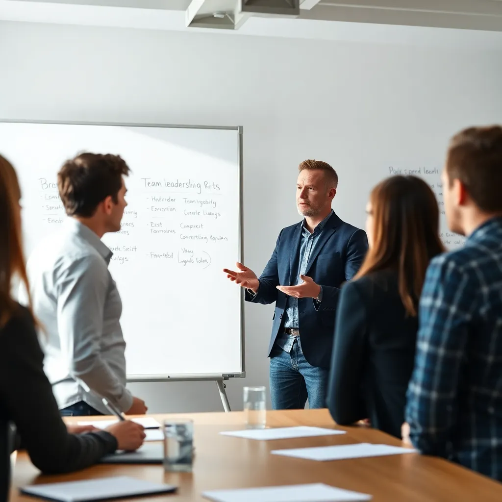Teamleider faciliteert brainstormsessie met poldermodel aanpak in Amsterdams kantoor